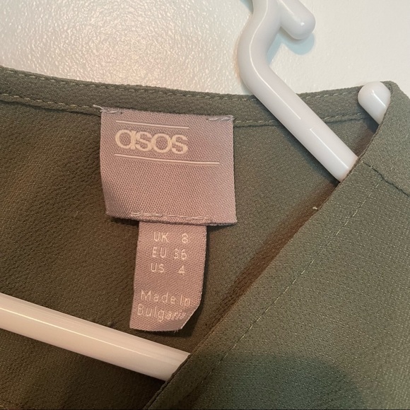 ASOS Olive Green Dress with Bell Sleeves - Picture 6 of 6